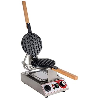 Beeketal 'BWA-10' Profi Bubble Waffeleisen mit antihaft Backplatten, Edelstahl Gehäuse, 50-250 °C, Timer: 0-5 Minuten und Teig Auffangschale - Gastro Waffelautomat speziell für Bubble Waffeln