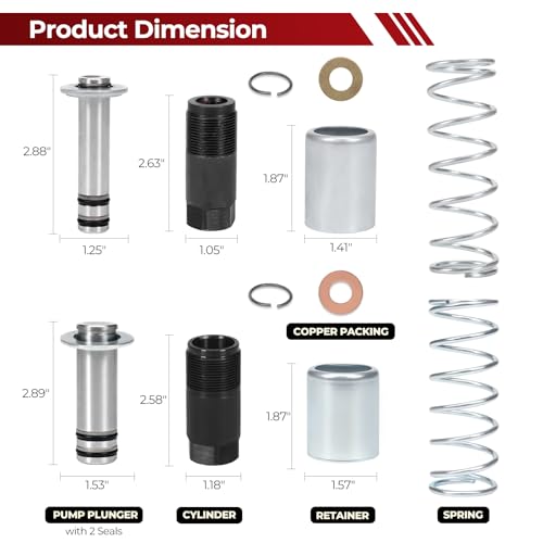 Image of Low Side Smaller & Bigger Pump Piston Pump Plunger Kit Fit for Most 3 Ton Jack, Compatible with Torin Big Red /Harbor Freight Daytona Pittsburgh /Arcan 3 Ton Floor Jack Rebuild