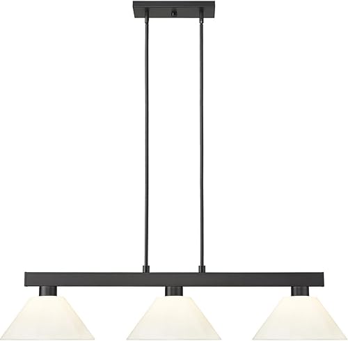 Miniatura 3 de Cobalto - Billar de 3 luces con sombra, 8 pulgadas de alto y 14 pulgadas de ancho, acabado negro mate, color blanco