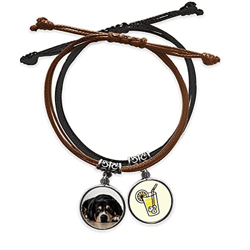 Animal de compagnie photo bracelet corde main chaîne cuir citron