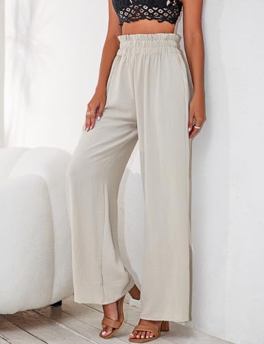 a.Jesdani Women's Pants Casual Loose High Waist Wide Leg Palazzo Pants Trousers with Pockets,S-2XL2