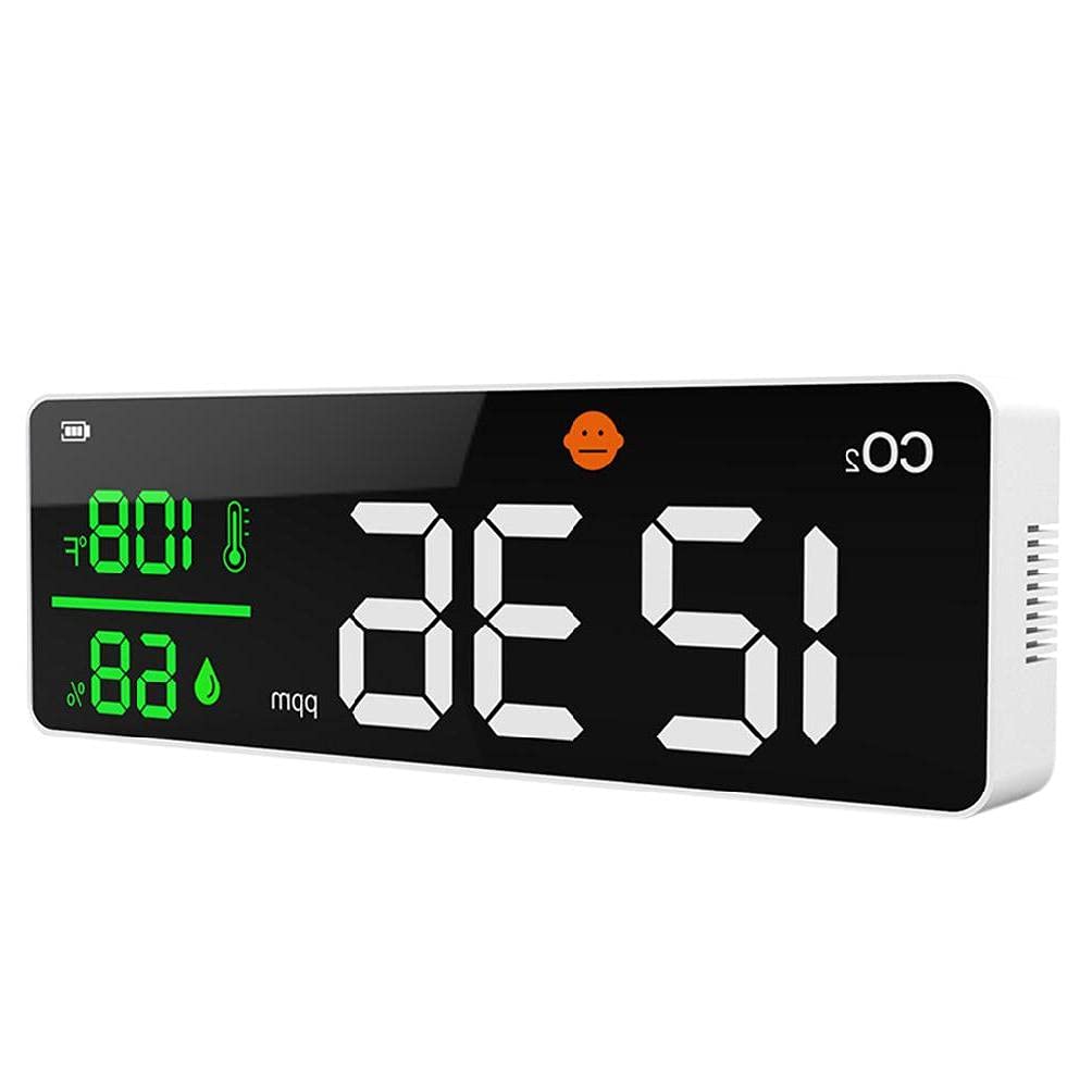 Angelliu Rechargeable Wall Mounted CO2 Detector 400-5000ppm Carbon Dioxide Air Quality Tester For Real Time CO2 Data With Alarm Set For Room Hospitals