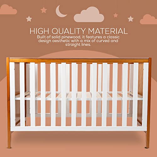Image of BAYBEE Wooden Baby Cot for 0-3 Years | Cradle for New Born | Premium Pine Wood Baby Crib with 3-Level Height Adjustment, Protective Rail Cover & Portable Nursery Design (White)