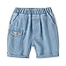 8-10 Years Little Kid Denim Cargo Shorts Mid Waisted Elastic Summer Shorty Trendy Fashion Athletic Clothes Jorts for 2-10Years Light Blue