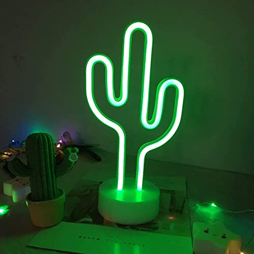 XRR Lampe LED néon, Cactus Enseigne Lumineuse au Néon Veilleuse Nuit Signes USB/néon à piles Décoration Murale pour chambre d'enfant, salon, bar, fête, Noël, mariage