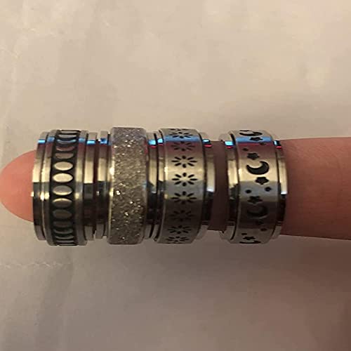 Modrsa Anxiety Ring For Women Fidget Ring Spinner Ring Spinning Rings For Anxiety Spinning Rings For Anxiety Fidget Anxiety Rings Spinner For Men Figet Ring Silver 6 #TOP3