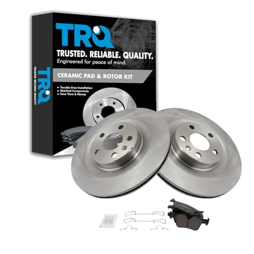 Image of TRQ Rear Ceramic Brake Pad and Rotor Set Compatible with 16-20 Volvo XC90 18-20 XC60 19-20 S60 with 320mm Diameter Rear Rotors Models