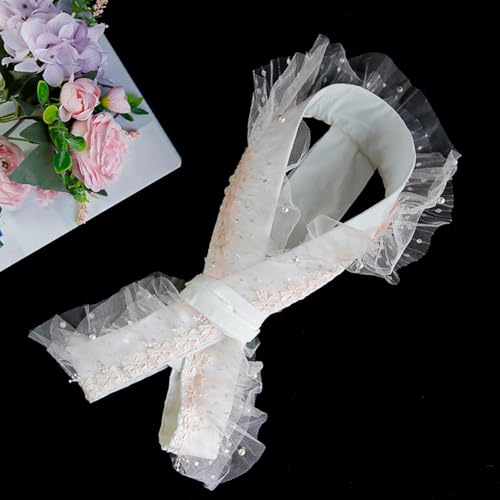 Elegant Kimono Collar Accessory Ruffle Lace Pearls Beaded Japanese Dress Cores Collar Lining Kimono Belt For Womens Robe4
