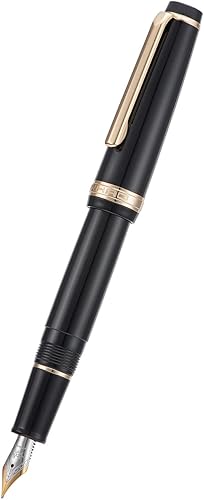 Miniatura 2 de Jinhao 82 - Pluma estilográfica acrílica negra, punta media iridio, diseño clásico, bolígrafo de escritura suave con convertidor de tinta (borde