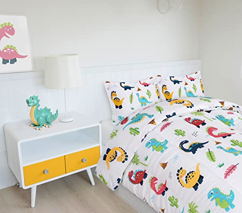 Utopia Bedding All Season Dinosaur Comforter Set with 2 Pillow Cases, 3 Piece Soft Brushed Microfiber Kids Bedding Set for Boys/Girls, Machine Washable (Twin)