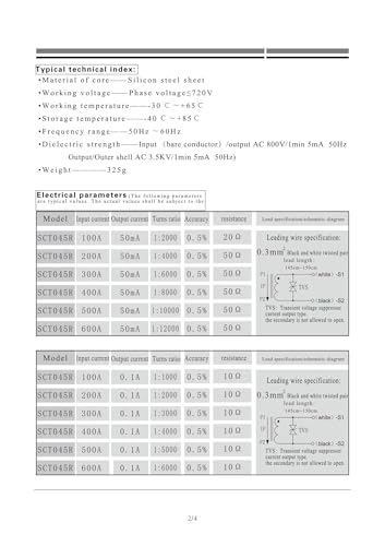 Transformateur de courant à noyau divisé SCT045R 500A vers 5A avec précision de 1% - 4