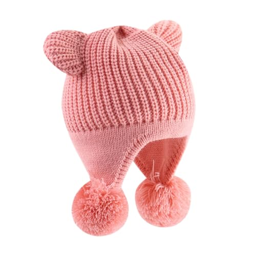 Baby Winter Hat Cute Bear Earflap Beanie Warm Fleece Lining Knit Cap for Toddler Boys Girls Age 0-32