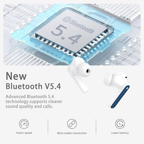 Image of Wireless Earbuds, Bluetooth 5.4 Headphones in Ear with HiFi Stereo Deep Bass, 4 ENC Noise Cancelling Mic Wireless Earphones 40H, in-Ear Earbud Bluetooth Dual LED Display IP7 Waterproof, Dark Blue