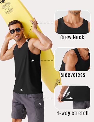 PINSPARK Beach Tank Tops for Men Summer Quick Dry Sleeveless Gym Workout Shirts Mens Athletic Running Tank Top UPF 50+4