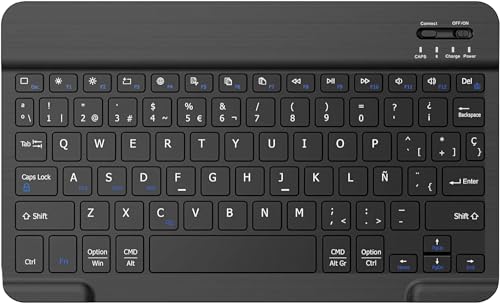 Ya en manzanajugosa.com: Nanhent Teclado Español Ñ Bluetooth Inalámbrico Súper Delgado de 10 Pulgadas para iOS Apple iPad/Tablet Android Samsung, Huawei, Lenovo con Cable de Carga Tape-C