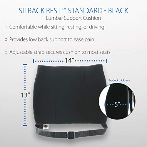 Core Products Sitback Rest Cushion Lumbar Support for Lower Back & Office Chair, Adjustable Strap Standard Foam - Black - Thumbnail 6