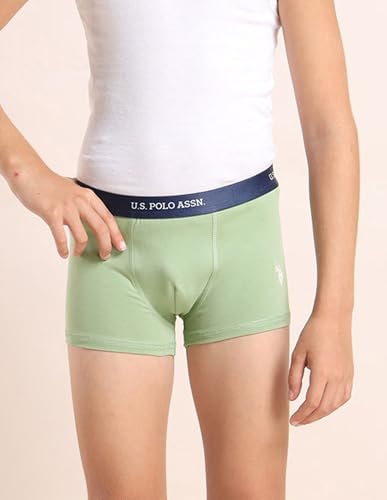 Image of U.S. Polo ASSN. Boys EKT04 Mid Rise Cotton Spandex Trunks - Pack of 3