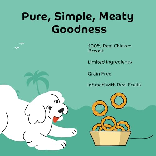 Image of Tender Chicken Mix Fruit Rings Dog Treats | Made Chicken Breast | High Protein, Low Fat, Grain-Free Reward Snack for Dogs | 50g