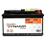 Dynamp DA80 AGM Stop-Start Car Battery 12V 80Ah 800CCA – Type 115, 317×175×190mm(LxWxH), High Performance AGM Automotive Battery for Start-Stop Vehicles - Image 2