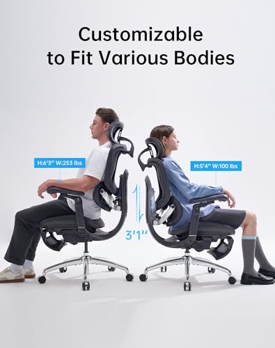 Image of SIHOO Doro C300 Pro V2 Ergonomic Office Chair with Footrest & Full-Body Adaptive Support, 8D Armrests & Breathable Mesh, Comfy High Back Computer Desk Chair for Long Hours, 135 Recline (Jet Black)