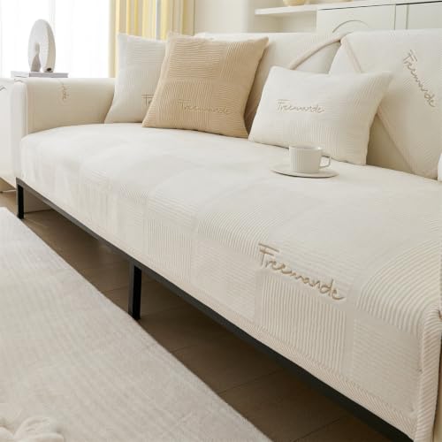 LINGKY Sofa Überzug Dicke Plüsch Sofabezug, Creme, 90x160cm – Ansicht 1