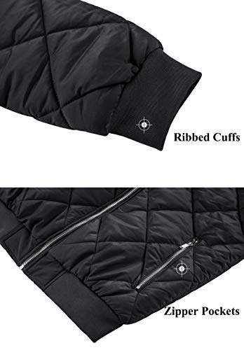 Tacvasen Bomber Fleece Jackets For Men Padded Casual Hiking Thick Windbreaker Jacket Black L #TOP5