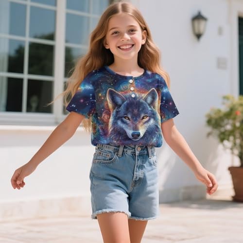 DISNIMO Toddler Henley Shirt for Girls Short Sleeve T Shirts Crewneck Summer Tee Tops3