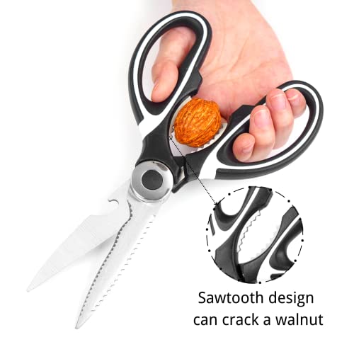 2Pcs Kitchen Scissors, Multi Purpose Stainless Steel Kitchen Utility Scissors With Cover, Dishwasher Safe Kitchen Shears For Poultry, Vegetables, Fish (2Pcs, Black Gray) #TOP3