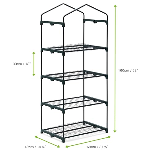 Bramble - Premium Garten Foliengewächshaus für Balkon & Terrasse mit 4 Etagen, Stahlrahmen & Verstärkter PVC-Abdeckung - Stabil & Einfach zu Montieren - 160x69x49cm