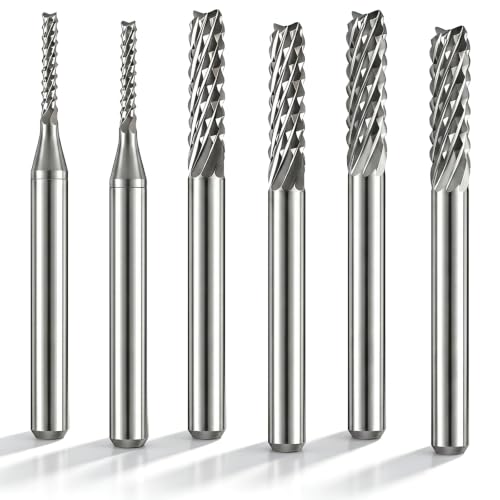 Flutesan 6 Pack Grout Removal Bit Set 1/8-inch 3/32-inch 1/16-inch Grout Removal Tool Carbide Drill Bit for Regrout Bathroom Kitchen Floor Tile