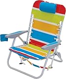 Rio Brands 4-Position Backpack Lace-Up Suspension Folding Beach Chair, Bright Stripe