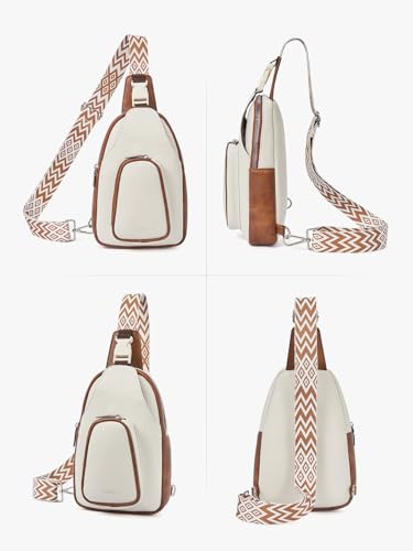 Image of CLUCI Cross Body Bag Large Sling Bag for Women Leather Sling Backpack Fanny Pack Chest Bag for Travel Hiking
