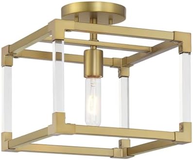 Minka Lavery 1455-695 Oro District Semi-Flush, 1-Light, 60 Total Watts, 11-in H x 10.75-in W, Soft Brass