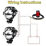 Biqing Motorcycle Headlights, Motorbike Spot Driving Lights U5 Motorcycle Front Spotlights Additional Fog Lights DRL 125W 3000LM with Switch for Motorcycle Quad Scooter Car Truck Boat Bike White - Image 6
