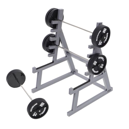WHAMVOX 1set Miniature Dollhouse Gym Furniture Squat Rack Pen Holder with Barbell Display Stand Fun Desk Decor for Office and Home Fitness Accessory for Enthusiasts