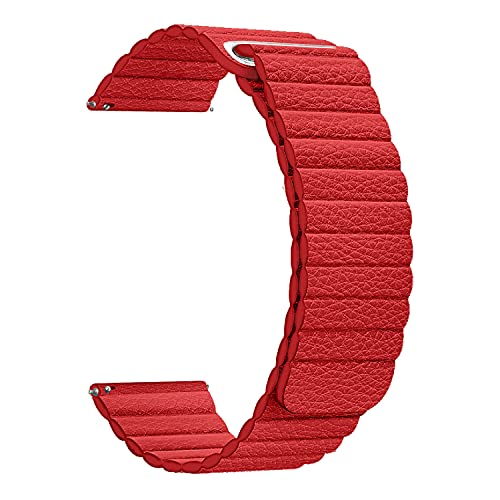 Image of ACM Watch Strap Magnetic Leather Loop 22mm Compatible with Honor Watch Gs3 Smartwatch Luxury Band Red