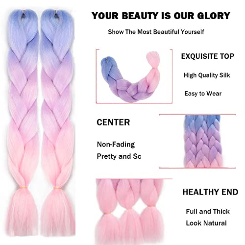 braiding hair pink 6packs jumbo braids extensions - Image 3