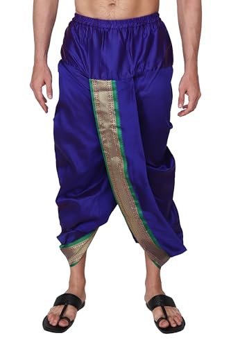 Image of Rameshwaram Fabrics Mens Ready to Wear Silk Dhoti with Angwastra Set - Pocket Dhothi
