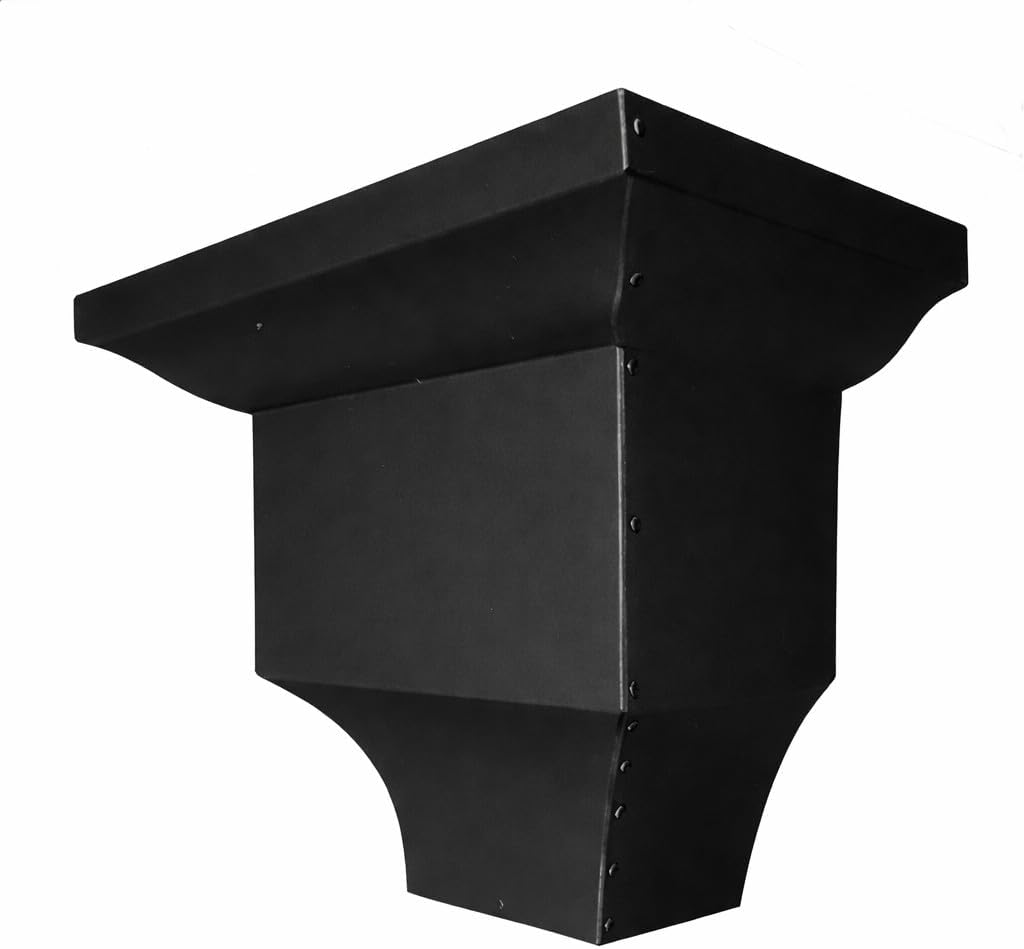 Rain Metal Systems Federal Style Aluminum Conductor Head - Fits 3x4 Downspouts or 4 inch Round - White Leader Head Collection Box (Black)