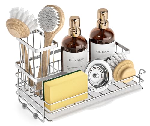 VANZAVANZU Sink Caddy, 304 Stainless Steel Kitchen Sink Organizer