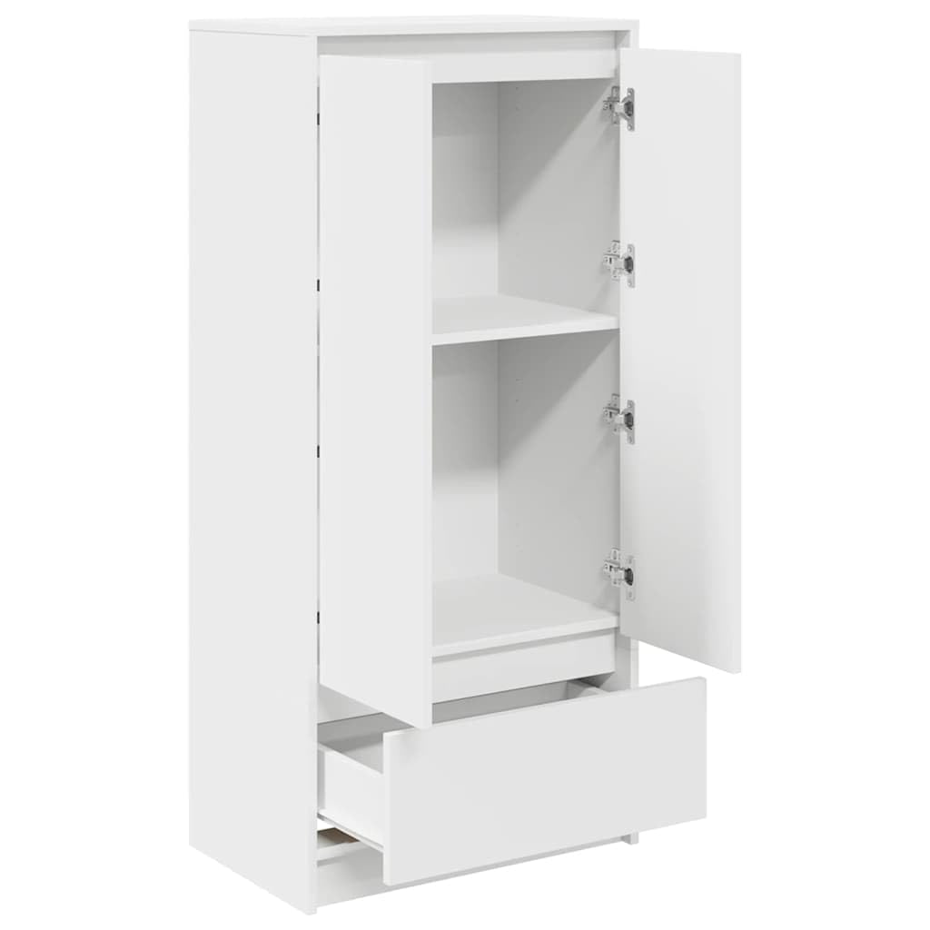 vidaXL Armario con cajón Blanco 55,5x34x119,5 cm Madera de ingeniería, Armario de Almacenamiento, aparador, Armario de Almacenamiento Alto, alacena