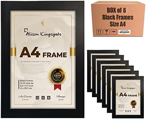 Alison Kingsgate A4 Rustic Frame With Clear Perspex Front & Wall Mounted Hook- A4 Rustic Picture Frame in Size 29.7x21cm A4 Rustic Photo Frame - Rustic A4 Frame (Rustic)