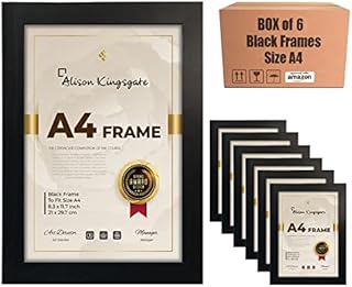 Alison Kingsgate A4 Rustic Frame With Clear Perspex Front & Wall Mounted Hook- A4 Rustic Picture Frame in Size 29.7x21cm A4 Rustic Photo Frame - Rustic A4 Frame (Rustic)