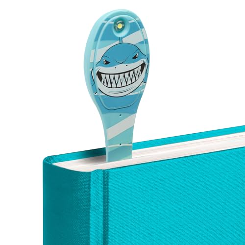 Image of Gifts for Readers & Writers Book Light, Clip On Reading Light for Bed, 2in1 Flexilight & Bookmark, Small & Lightweight with a Soft Glow, 2 Batteries Included, Shark