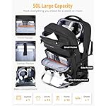 Travel Backpack for Men, 50L Carry On Flight Approved Convertible Duffle Bag with Shoe Compartment, 17 inch Laptop Luggage with USB Charging Port for Weekender Hiking, Black - Image 2