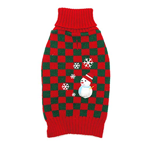 kyeese Dog Sweater Turtleneck Red Small Dogs Sweaters with Snowman Knit Pullover Warm Puppy Sweater