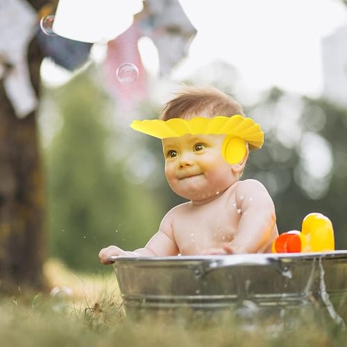 Image of Concepta Baby bath Shower Cap,Bath Visor hat for Eye and Ear wash Protection,Adjustable Silicone Bathing Crown Waterproof Shampoo hat for Washing Hair, Shower Bathing Protection Bath Cap for Toddler, Baby, Kids, Children (Pack of 4 Pis)
