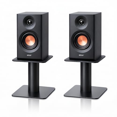 4-6.5 Inch Desktop Speaker Stands with Cable Management 20kg Heavy Duty Steel Desk Speaker Stand for Bookshelf Speakers & Studio Monitors Stable Desktop Speaker Stand Pair Cleaner Desk Audio Setup