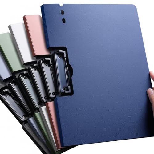 Image of GLUN Premium Pack of 2 A4 Size Sheet Lay Open Padding Document Organiser Folder with Holding Clamp, Navy Blue & Black Colour File Folder for School, Home & Office