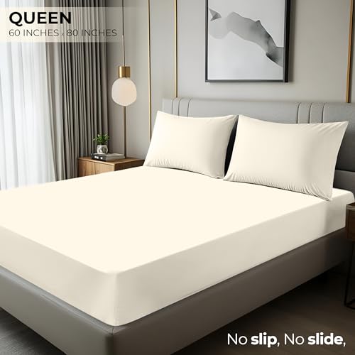 Image of Utopia Bedding Queen Fitted Sheet - Bottom Sheet - Deep Pocket - Soft Microfiber - Shrinkage and Fade Resistant - Easy Care -1 Fitted Sheet Only (Ivory)